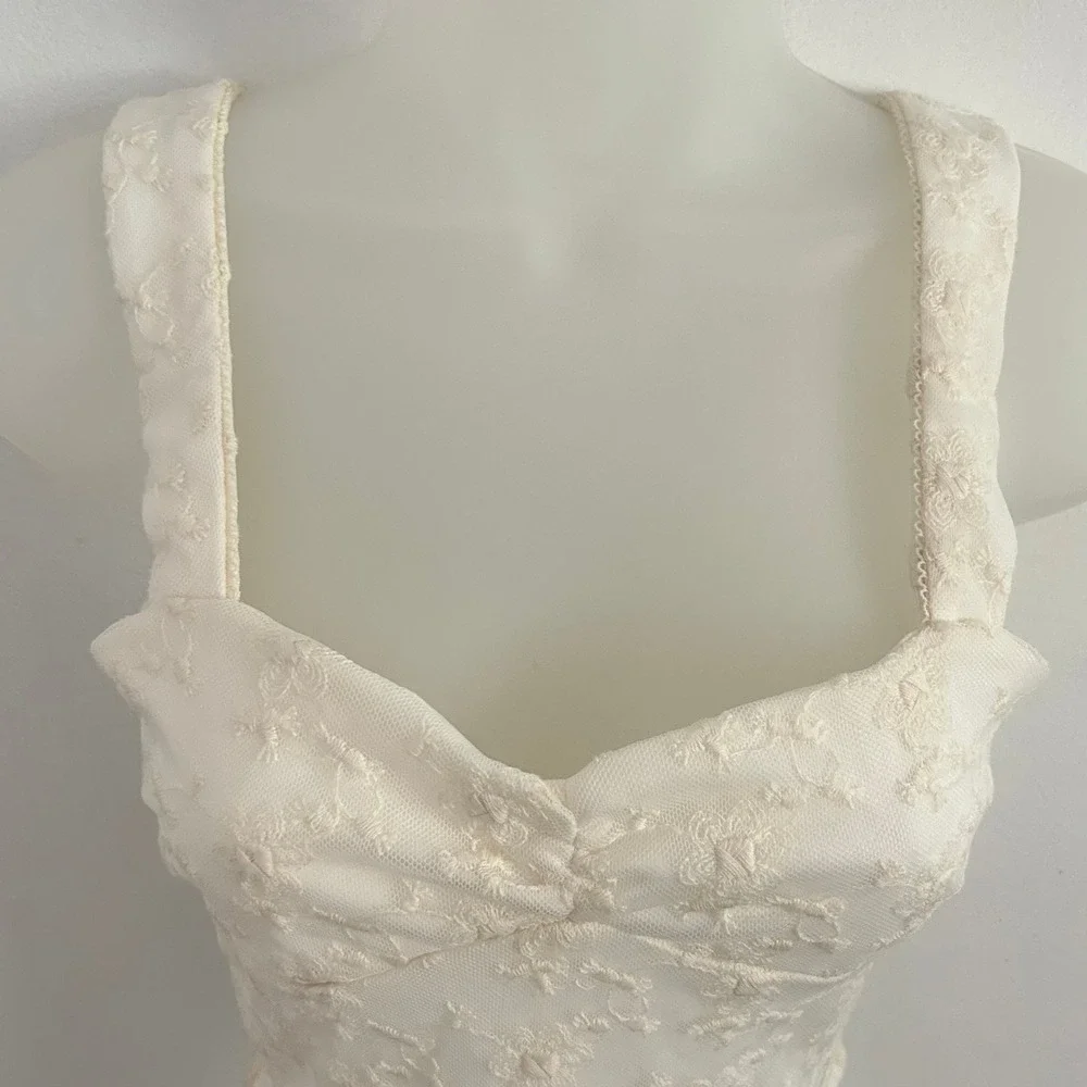 Thirty/Thirty LA Womens Lace Corset Crop Top Off White S Small New Floral